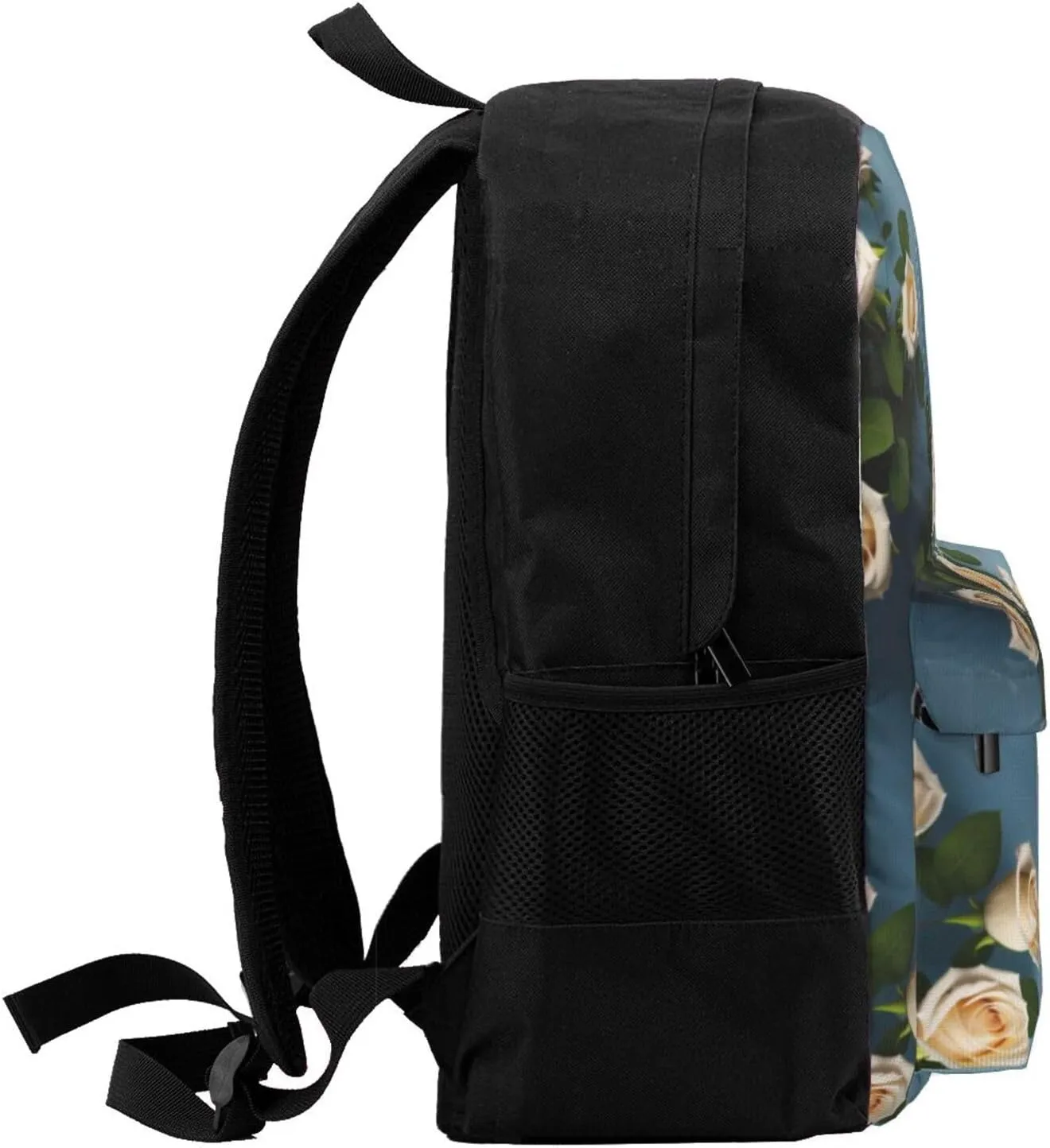 White Roses Backpack Printing Lightweight Casual Backpack Shoulder Bags Large Capacity Laptop Backpack