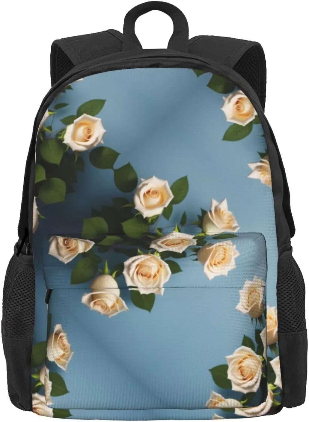 White Roses Backpack Printing Lightweight Casual Backpack Shoulder Bags Large Capacity Laptop Backpack