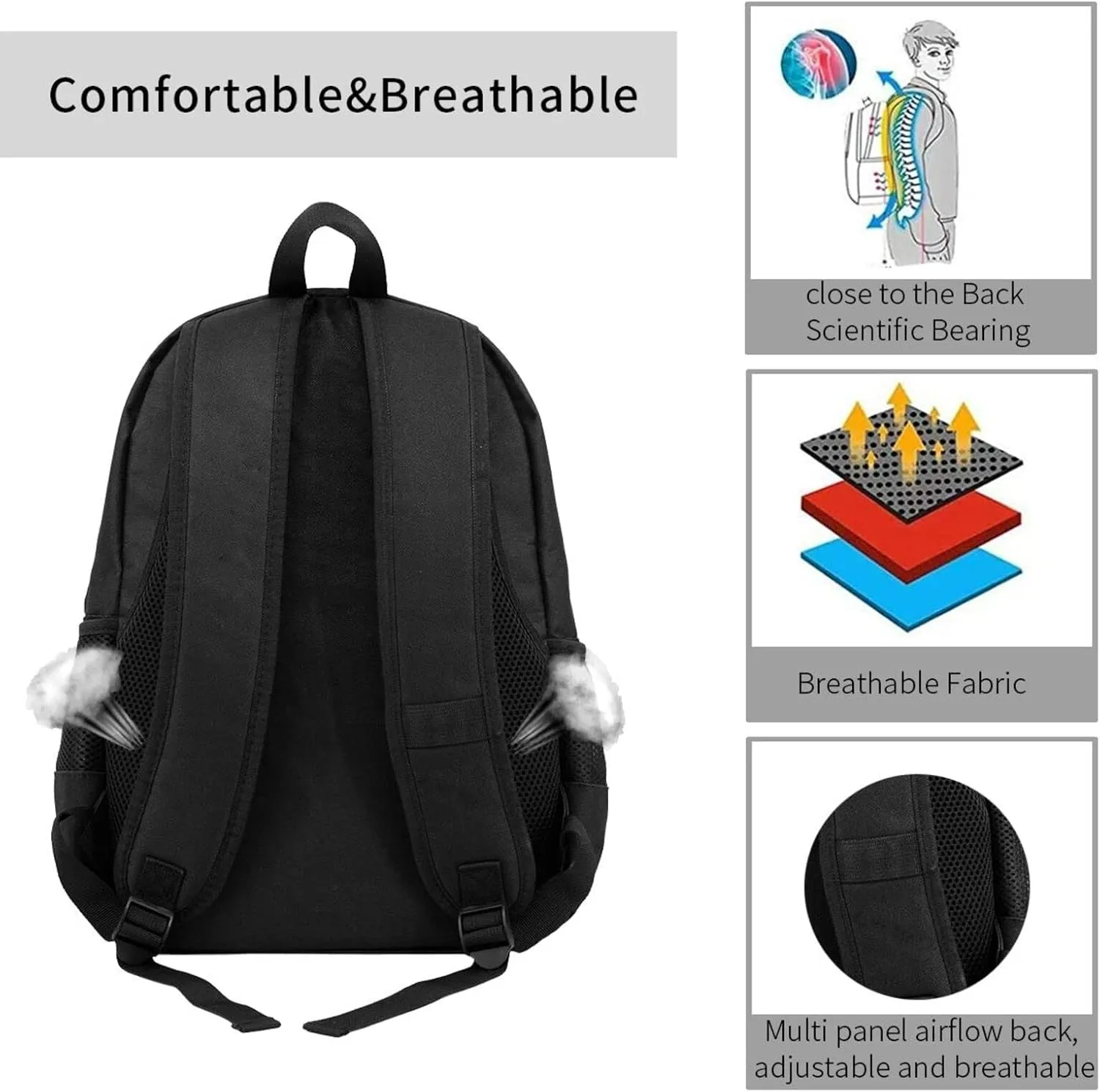 White Roses Backpack Printing Lightweight Casual Backpack Shoulder Bags Large Capacity Laptop Backpack