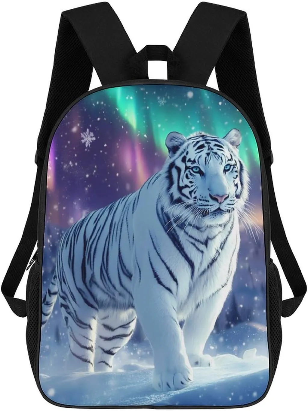 White Tiger Northern Lights Laptop Backpack for Men Women 17 Inch Shoulder Bag Travel Daypack
