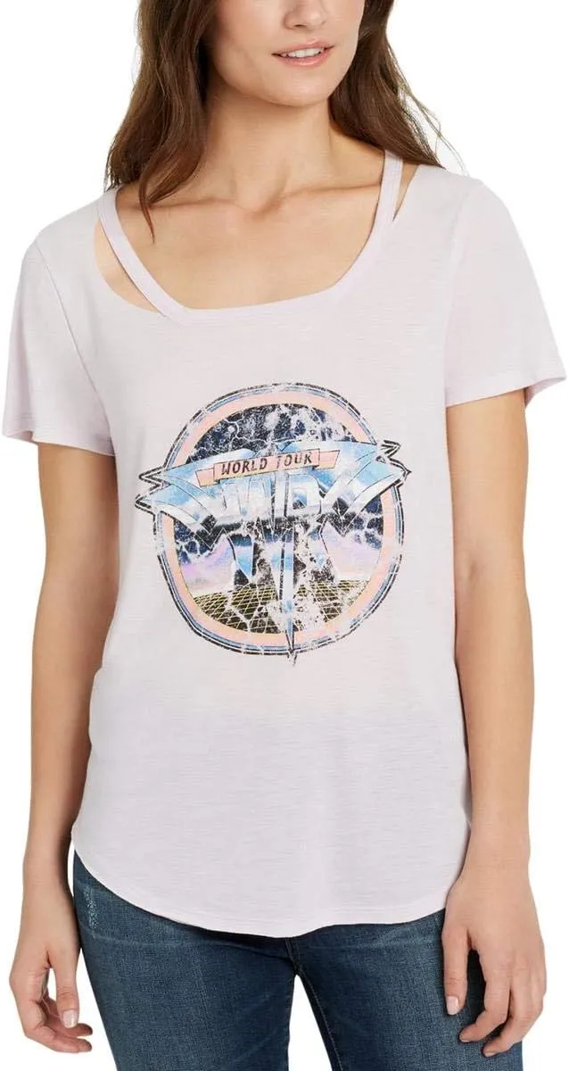 William Rast Women's Riot Single Cold Shoulder Graphic Tee