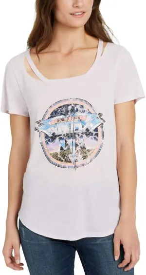 William Rast Women's Riot Single Cold Shoulder Graphic Tee