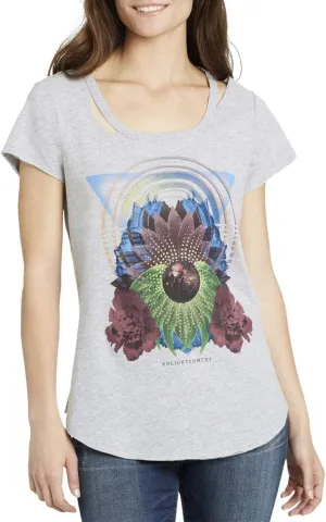 William Rast Women's Riot Single Cold Shoulder Graphic Tee