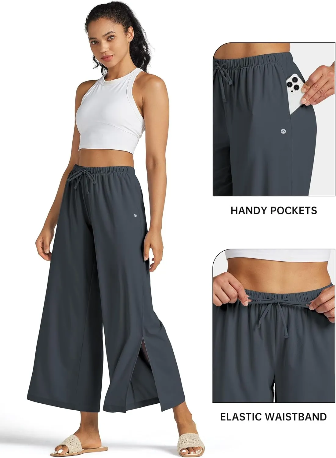 Willit Women's Wide Leg Pants UPF 50  Swim Beach Pants Lightweight Travel Pants Quick Dry Sun Protective