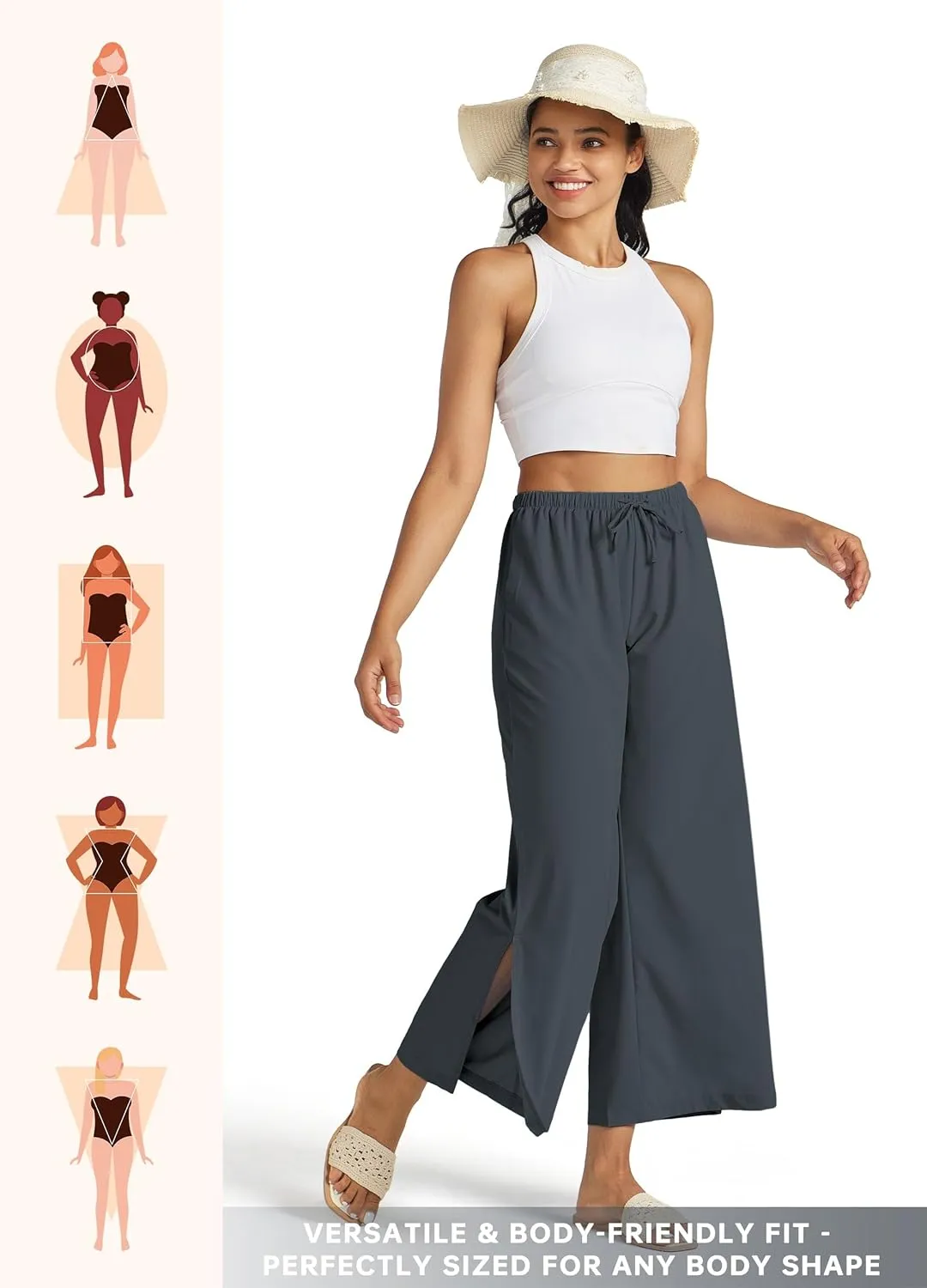 Willit Women's Wide Leg Pants UPF 50  Swim Beach Pants Lightweight Travel Pants Quick Dry Sun Protective