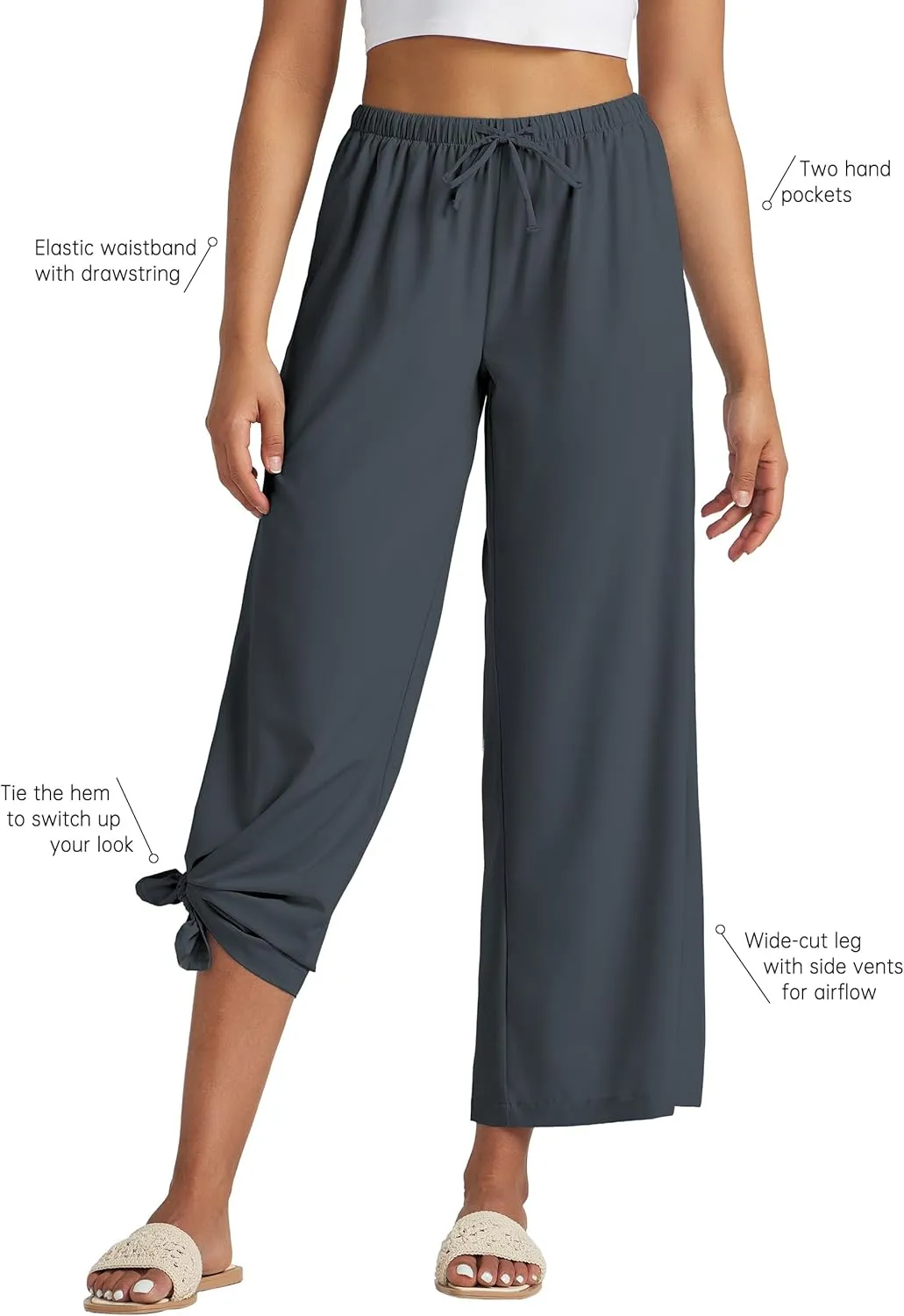 Willit Women's Wide Leg Pants UPF 50  Swim Beach Pants Lightweight Travel Pants Quick Dry Sun Protective