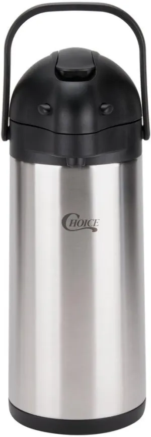 Winco Stainless Steel Lined Airpot, 3-Liter, Lever Top