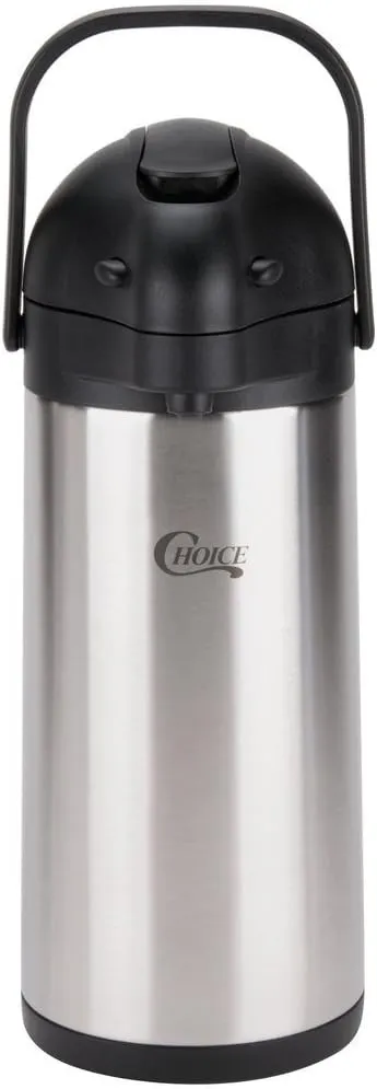 Winco Stainless Steel Lined Airpot, 3-Liter, Lever Top