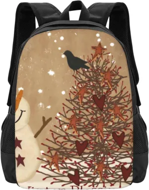 Winter Blessings Snowman Lightweight Packable Backpack Travel Casual Hiking Daypack Foldable Backpack For Men Women