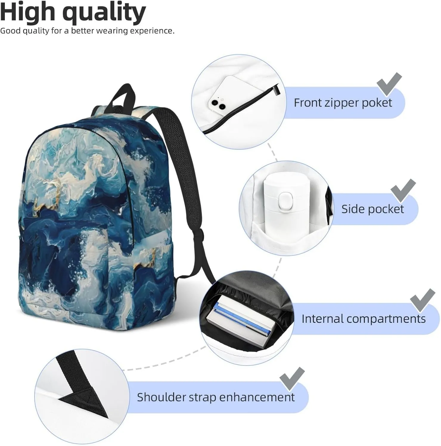WITHIN THE TIDES print Duffel Bag, Lightweight Duffel Bag, Casual Backpack, 17.7 x 6.3 x 12.2 inches