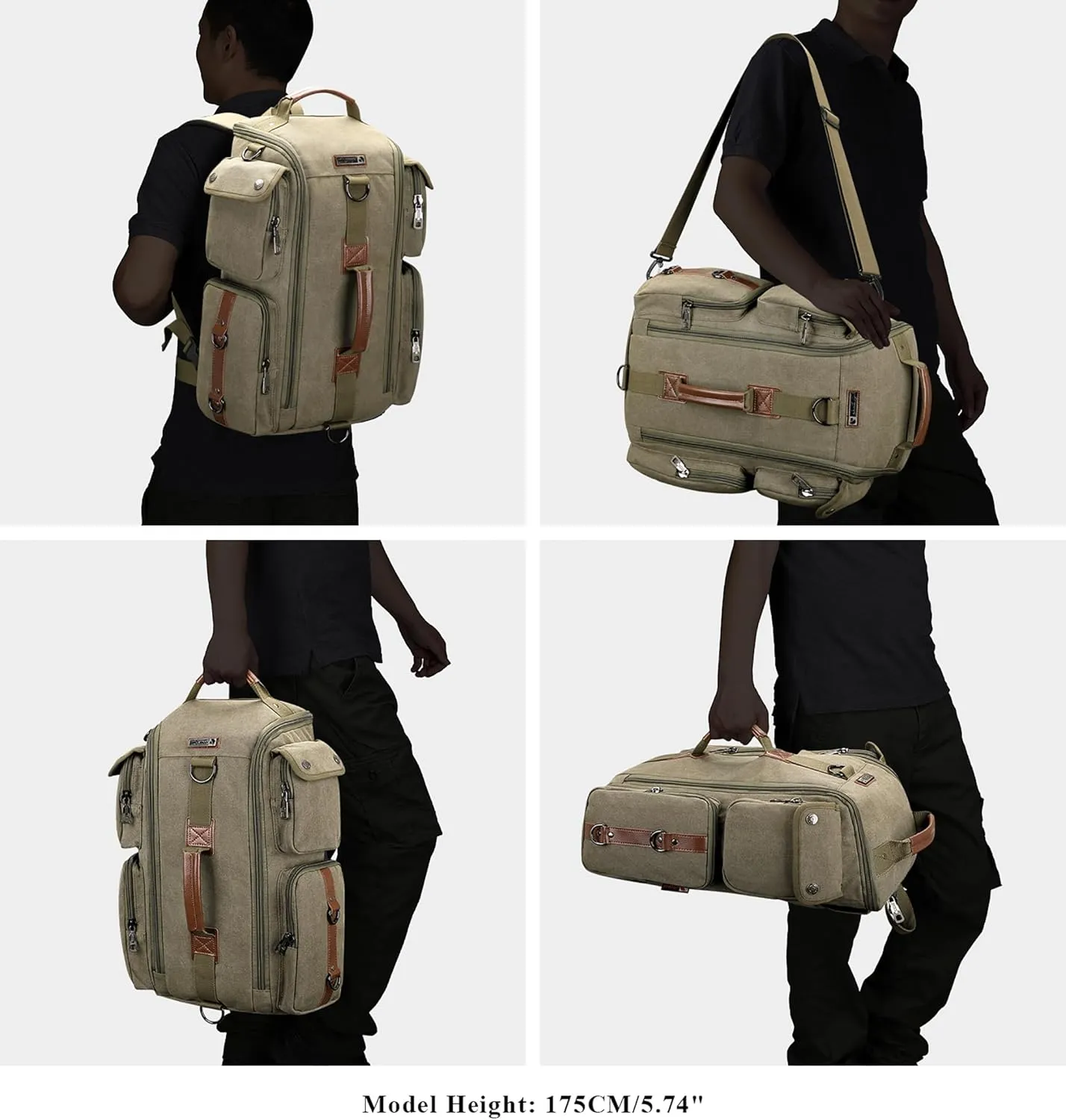 WITZMAN Travel Backpack for Men and Women Carry On Canvas Backpack Duffel Bag for Airplanes Fit 17 Inch Laptop