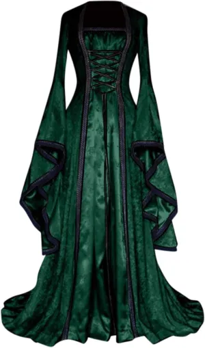 Wkishenl Womens Renaissance Medieval Costume Adjustable Lace Up Irish Retro Gown Long Dress Halloween Cosplay Costumes