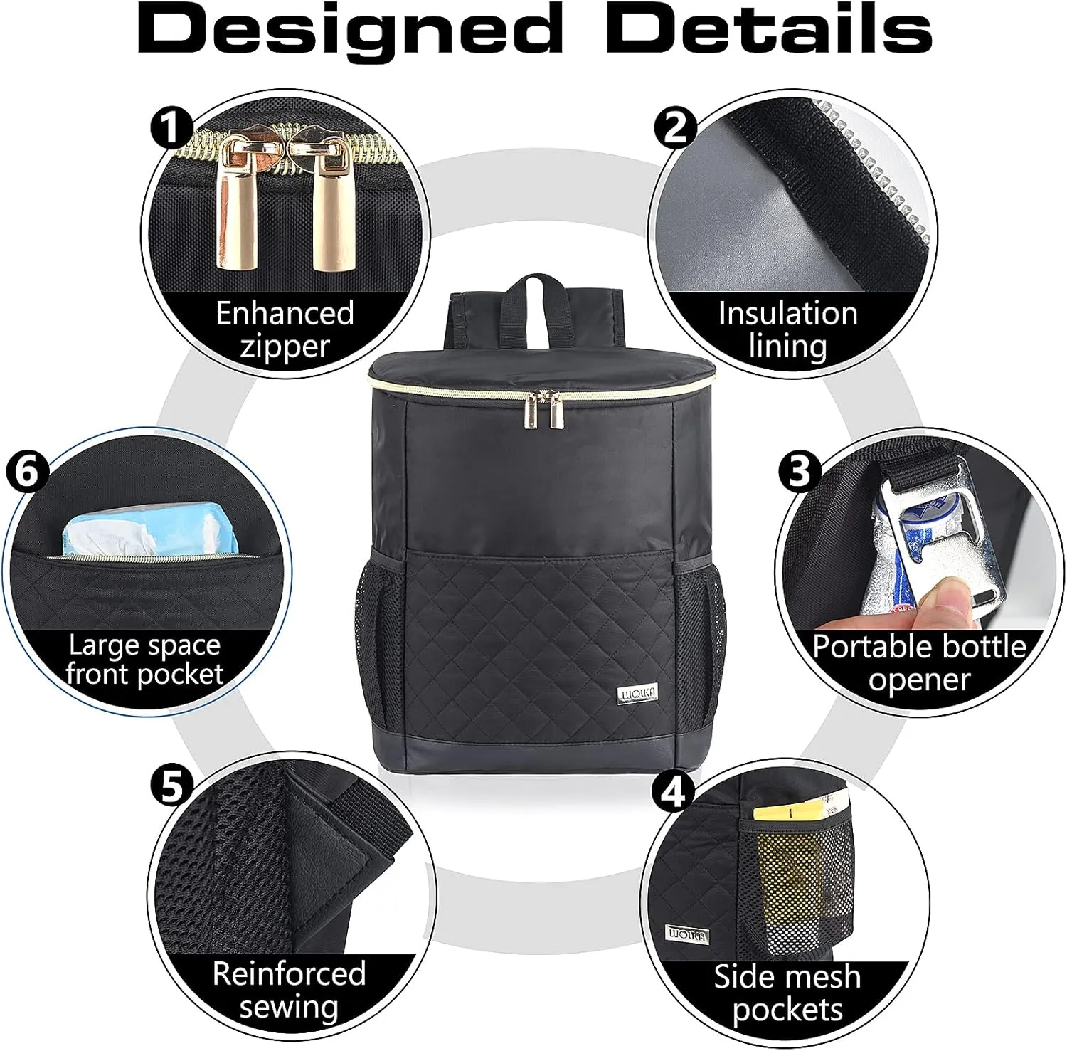 Wolka Cooler Backpack 30 Cans,Portable Backpack Coolers Insulated Leak Proof,Waterproof Soft Sided Cooler Bag for Travel,Beach,Camping,Picnic,Lunch Backpack for Women