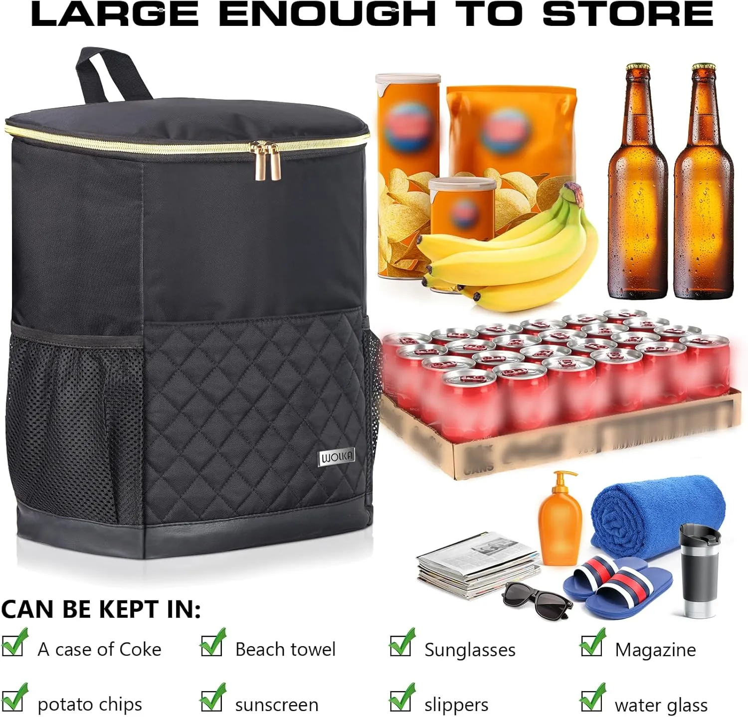 Wolka Cooler Backpack 30 Cans,Portable Backpack Coolers Insulated Leak Proof,Waterproof Soft Sided Cooler Bag for Travel,Beach,Camping,Picnic,Lunch Backpack for Women