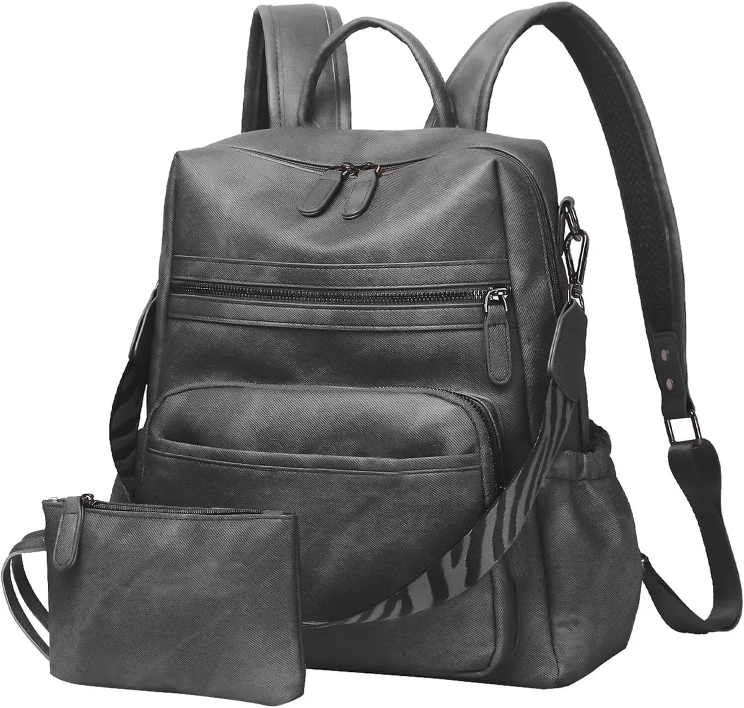 Women Backpack Purse Bag PU Leather Travel Backpack Purse for Women Ladies Shoulder Bags Satchel Handbag 2 Piece