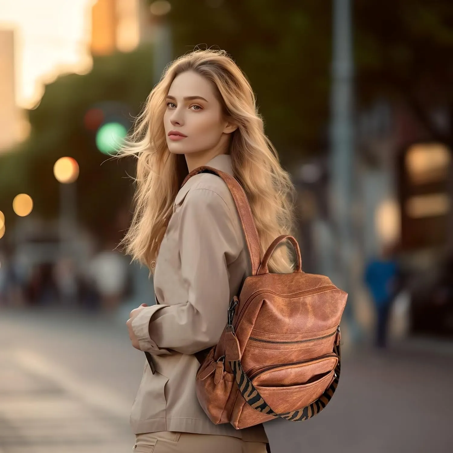 Women Backpack Purse Bag PU Leather Travel Backpack Purse for Women Ladies Shoulder Bags Satchel Handbag 2 Piece