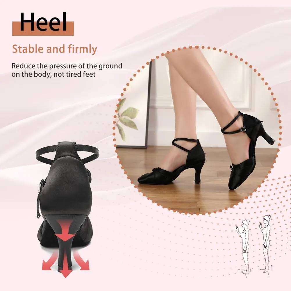 Women Ballroom Latin Dance Shoes Closed Toe Salsa Waltz Dance Practice Performance Dance Shoes