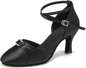 Women Ballroom Latin Dance Shoes Closed Toe Salsa Waltz Dance Practice Performance Dance Shoes