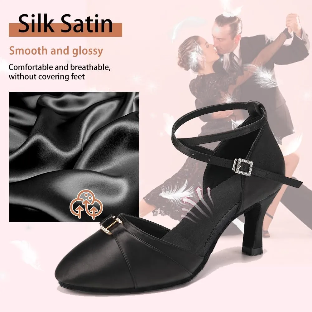 Women Ballroom Latin Dance Shoes Closed Toe Salsa Waltz Dance Practice Performance Dance Shoes