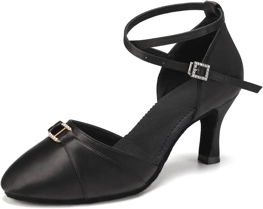 Women Ballroom Latin Dance Shoes Closed Toe Salsa Waltz Dance Practice Performance Dance Shoes