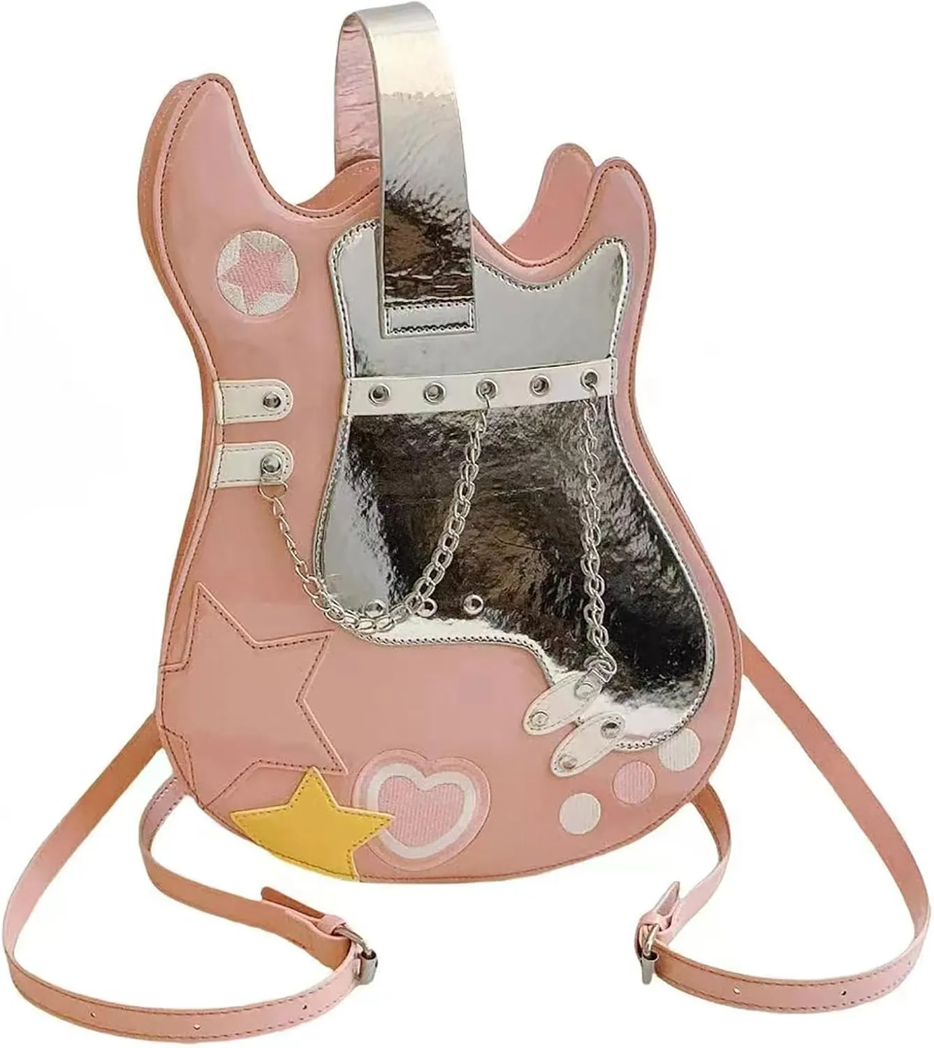 Women Guitar Shaped Backpack Unique Crossbody Shoulder Bag PU Leather Novelty Guitar Purse