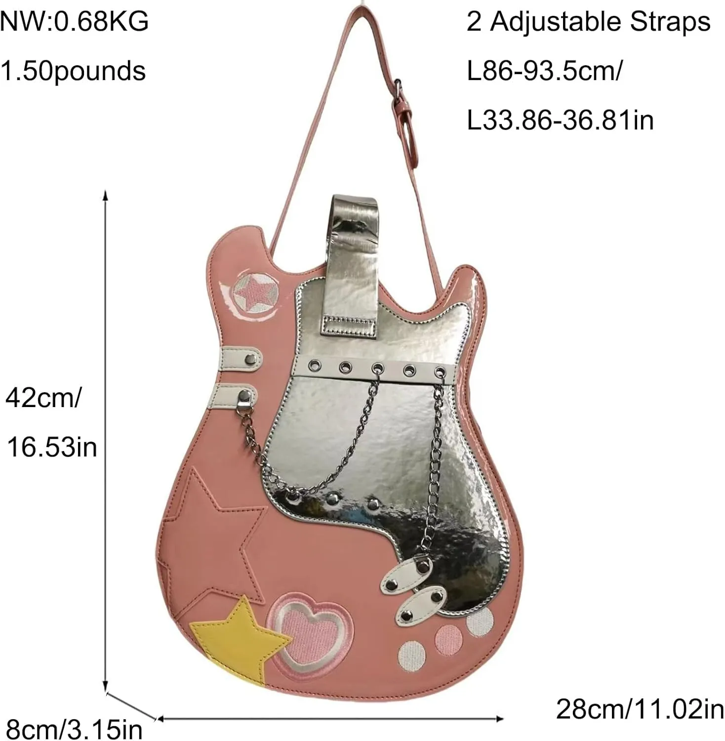 Women Guitar Shaped Backpack Unique Crossbody Shoulder Bag PU Leather Novelty Guitar Purse
