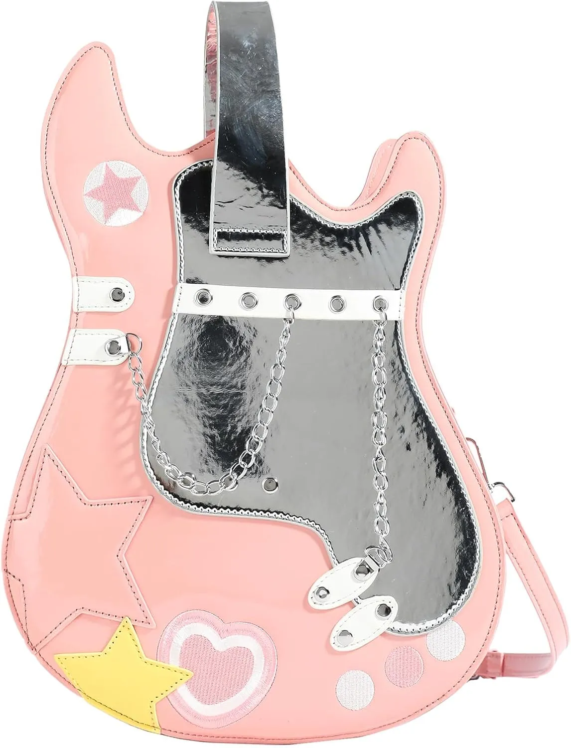Women Guitar Shaped Backpack Unique Crossbody Shoulder Bag PU Leather Novelty Guitar Purse