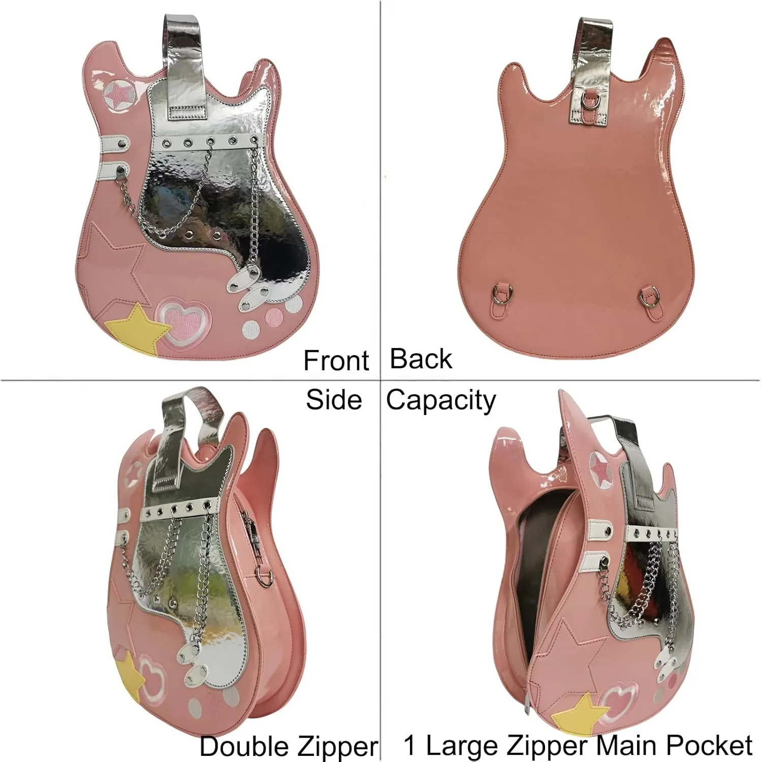 Women Guitar Shaped Backpack Unique Crossbody Shoulder Bag PU Leather Novelty Guitar Purse