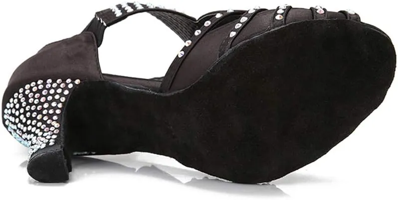Women Rhinestone Dance Shoes Ballroom Latin Salsa Bachata Performance Dance Dancing Shoes