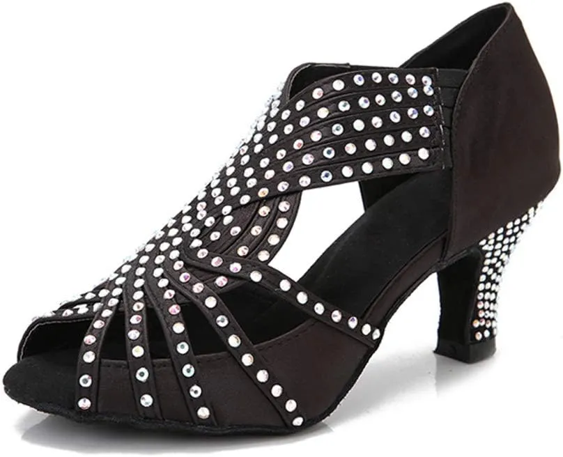 Women Rhinestone Dance Shoes Ballroom Latin Salsa Bachata Performance Dance Dancing Shoes