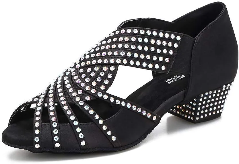 Women Rhinestone Dance Shoes Ballroom Latin Salsa Bachata Performance Dance Dancing Shoes