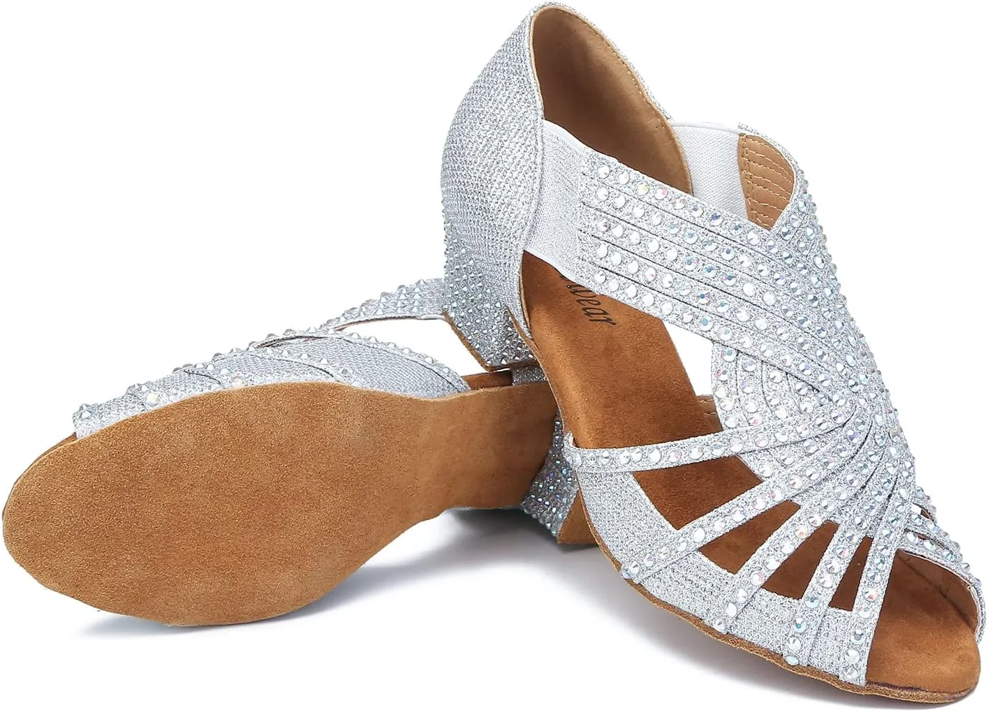 Women Rhinestone Dance Shoes Ballroom Latin Salsa Bachata Performance Dance Dancing Shoes