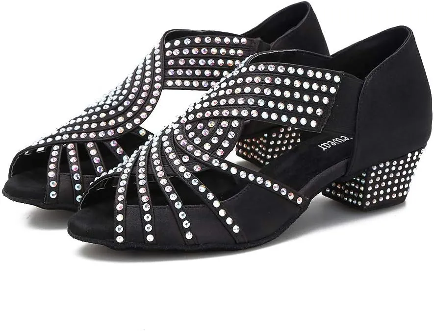 Women Rhinestone Dance Shoes Ballroom Latin Salsa Bachata Performance Dance Dancing Shoes