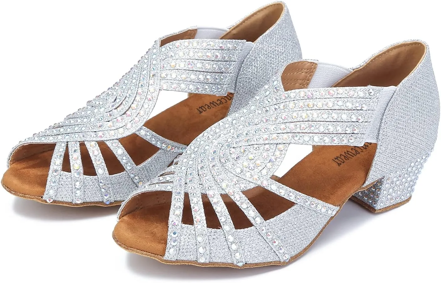 Women Rhinestone Dance Shoes Ballroom Latin Salsa Bachata Performance Dance Dancing Shoes