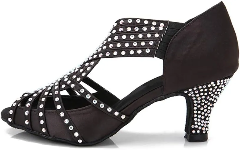 Women Rhinestone Dance Shoes Ballroom Latin Salsa Bachata Performance Dance Dancing Shoes