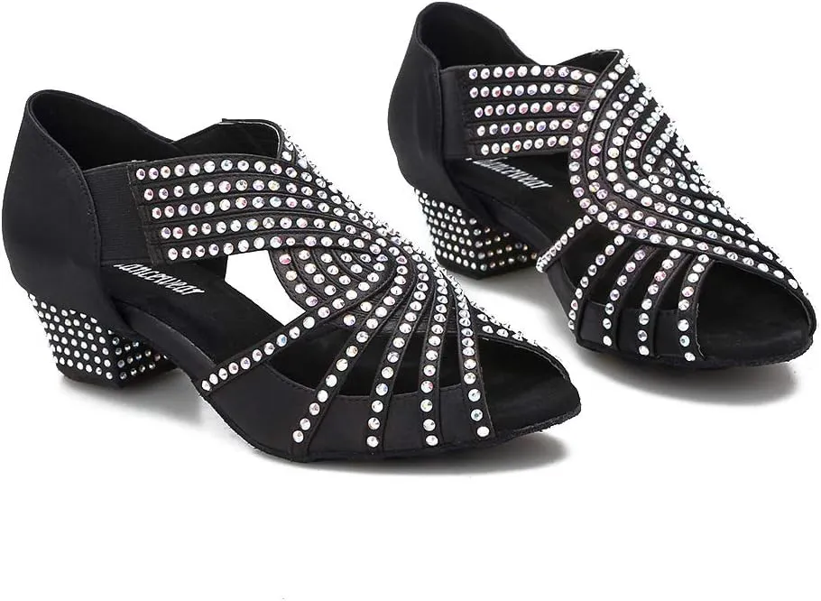 Women Rhinestone Dance Shoes Ballroom Latin Salsa Bachata Performance Dance Dancing Shoes
