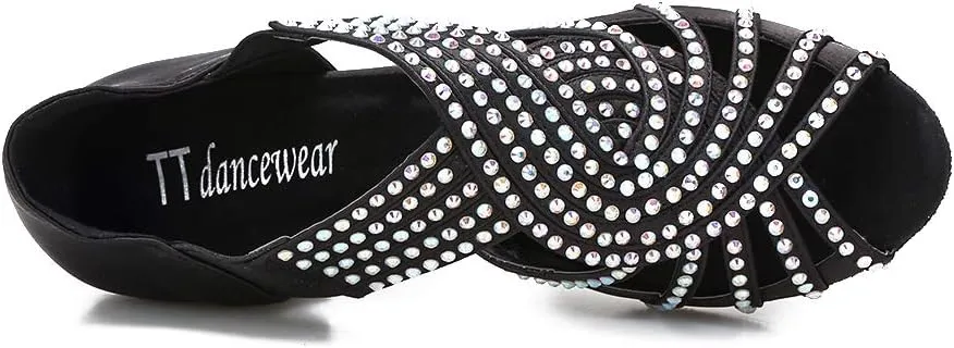 Women Rhinestone Dance Shoes Ballroom Latin Salsa Bachata Performance Dance Dancing Shoes