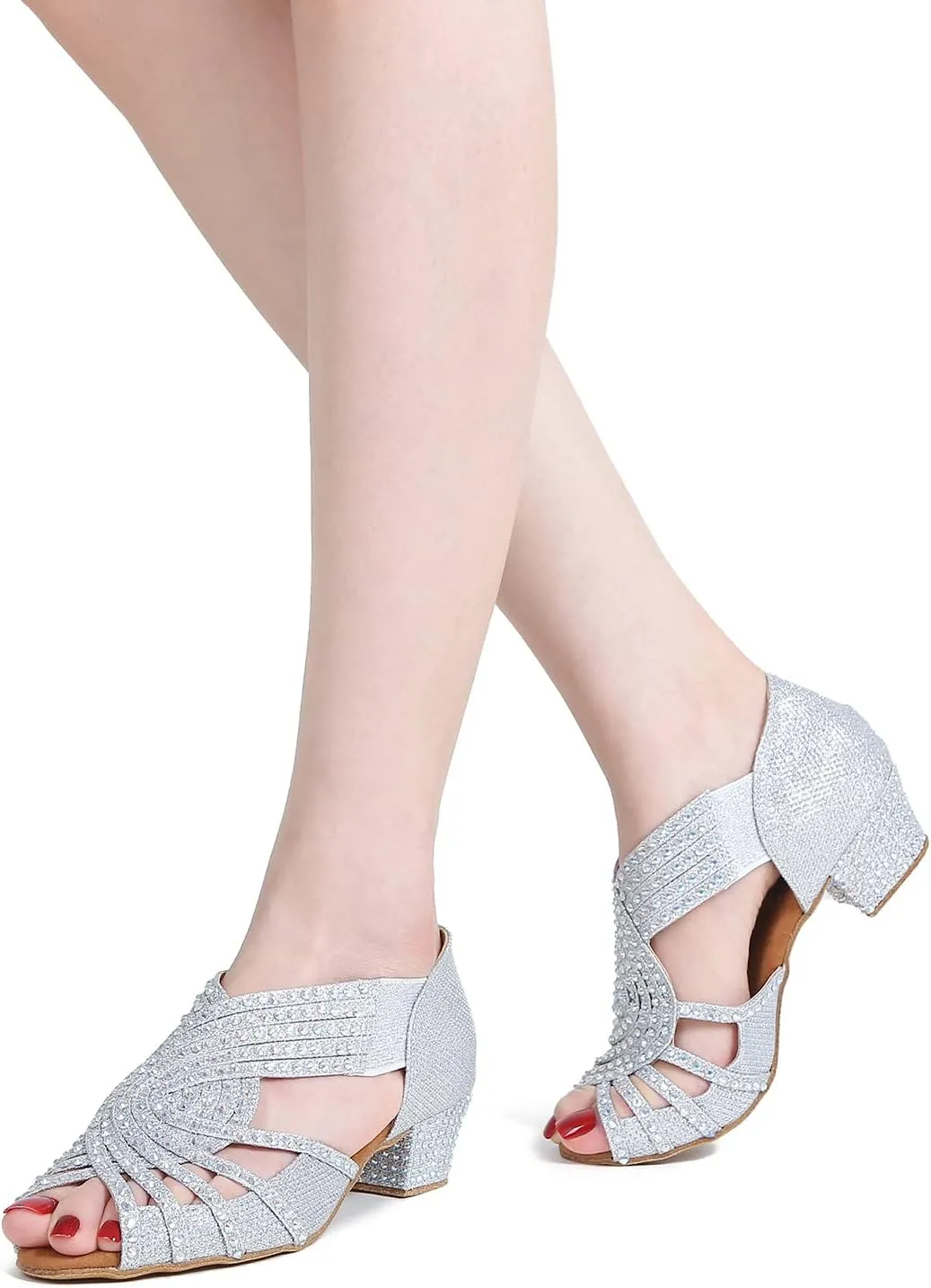 Women Rhinestone Dance Shoes Ballroom Latin Salsa Bachata Performance Dance Dancing Shoes