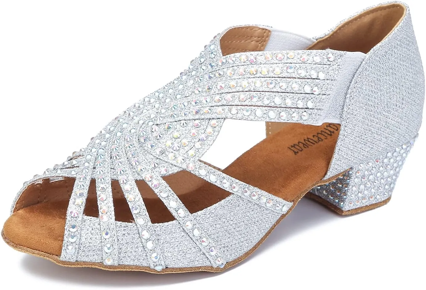 Women Rhinestone Dance Shoes Ballroom Latin Salsa Bachata Performance Dance Dancing Shoes