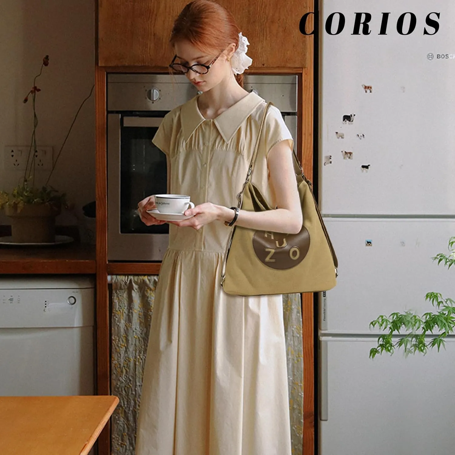 Women Shoulder Bag Canvas Backpack Daypacks Casual Handbag Large Crossbody Bag Multifunction Tote Bag Top Handle Bag