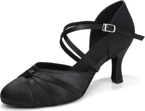 Women's Ballroom Dance Shoes Closed Toe Latin Salsa Ladies Waltz Social Dancing Heels Shoes