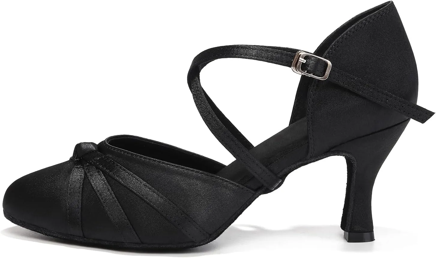 Women's Ballroom Dance Shoes Closed Toe Latin Salsa Ladies Waltz Social Dancing Heels Shoes