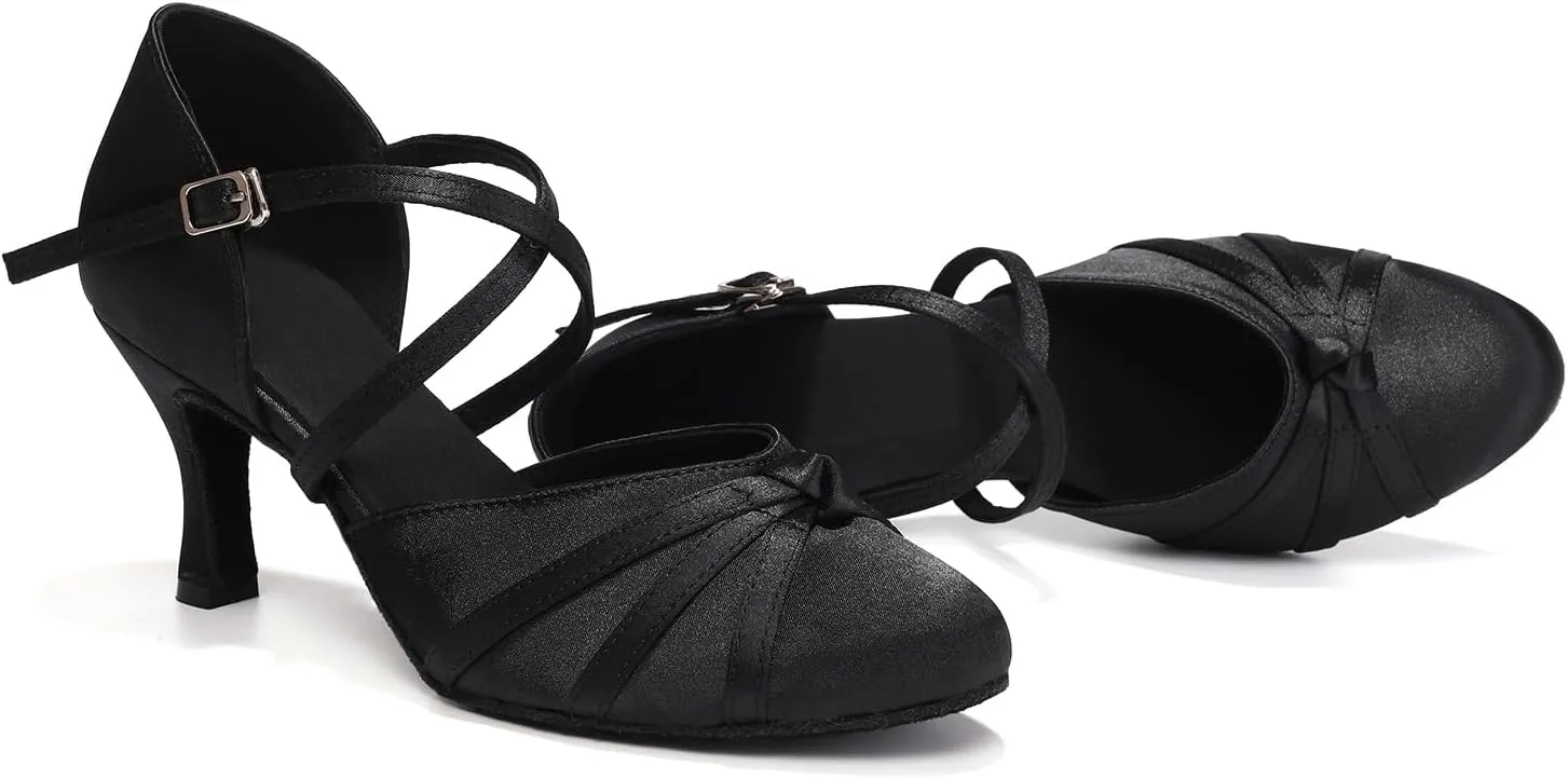 Women's Ballroom Dance Shoes Closed Toe Latin Salsa Ladies Waltz Social Dancing Heels Shoes