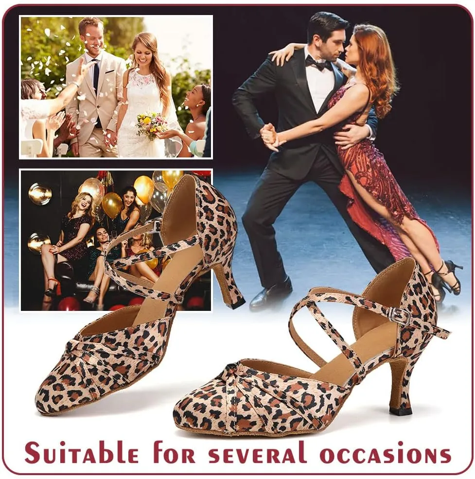 Women's Ballroom Dance Shoes Closed Toe Latin Salsa Ladies Waltz Social Dancing Heels Shoes