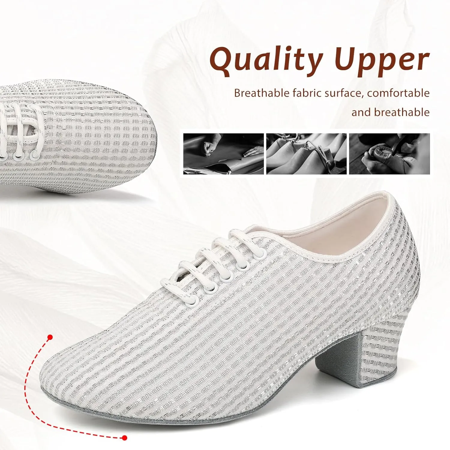 Women's Ballroom Dance Shoes Lace up Closed Toe Low Heel Modern Professional Latin Teaching Dance Practice Shoes,Model LHD-301