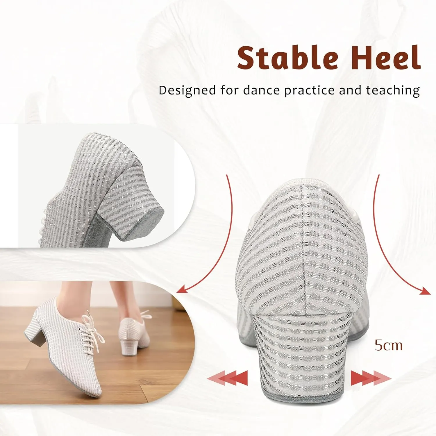 Women's Ballroom Dance Shoes Lace up Closed Toe Low Heel Modern Professional Latin Teaching Dance Practice Shoes,Model LHD-301