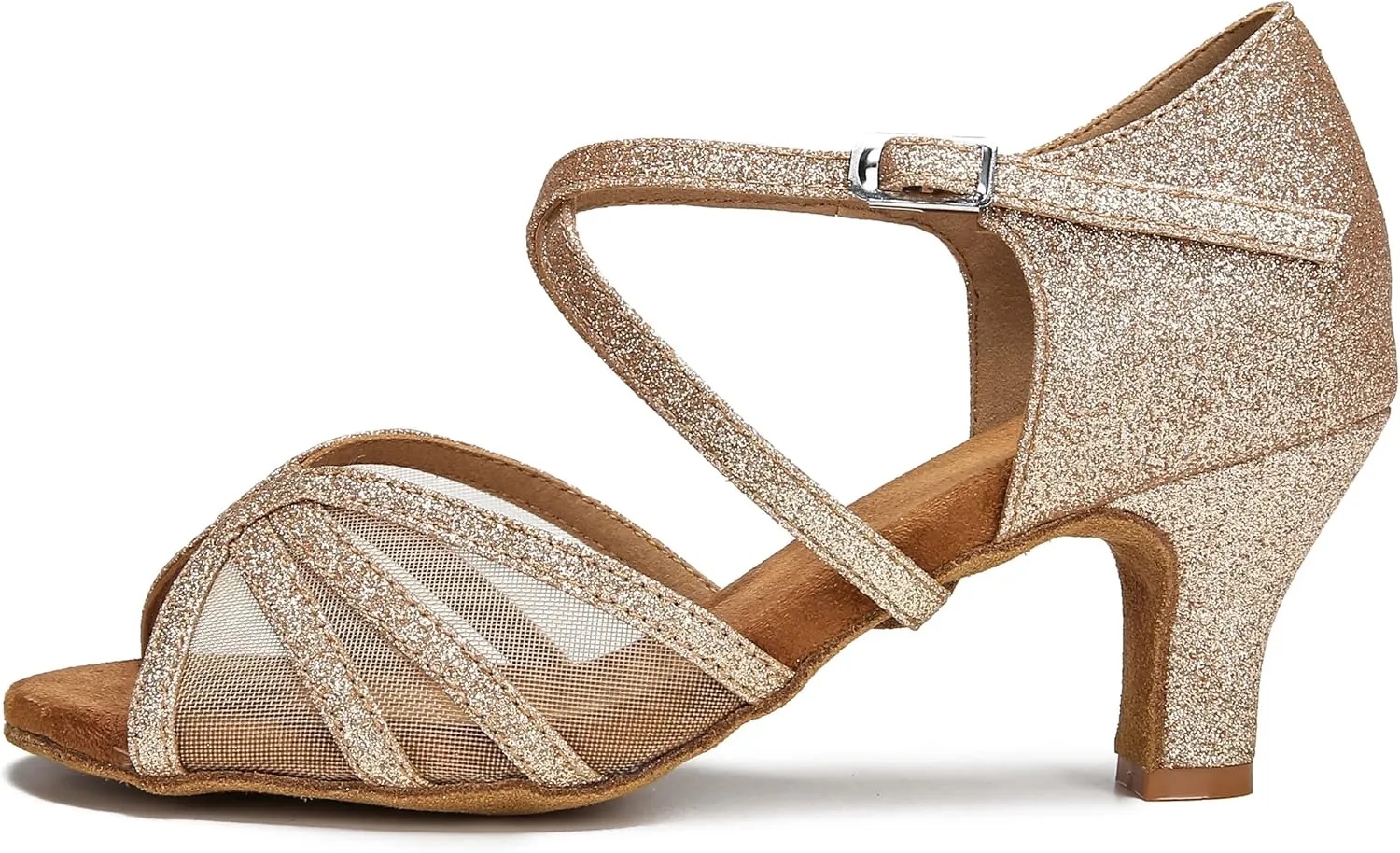 Women's Ballroom Dance Shoes Latin Salsa Dancing Shoes Cross Strap 2.5inch Heel 3inch Heel ZB04