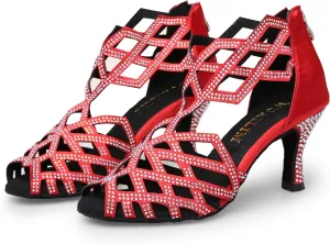 Women's Ballroom Rhinestone Dance Shoes, Latin Salsa Bachata Practice Performance Dancer Shoes