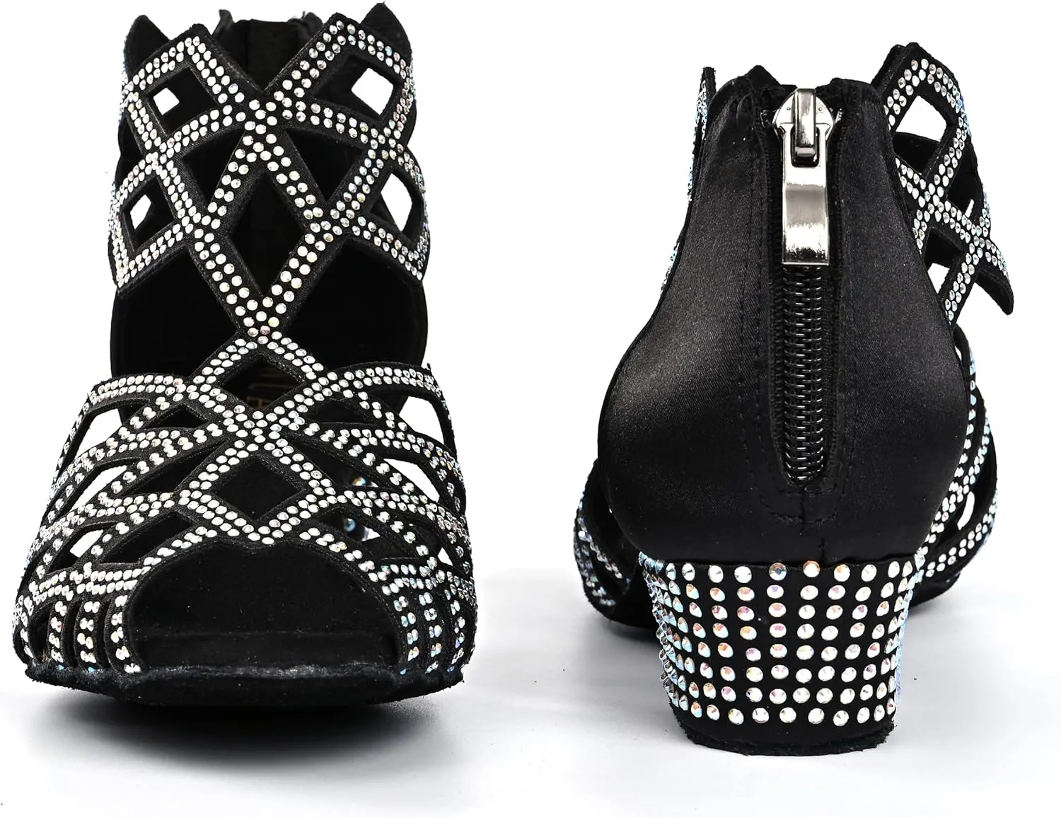 Women's Ballroom Rhinestone Dance Shoes, Latin Salsa Bachata Practice Performance Dancer Shoes