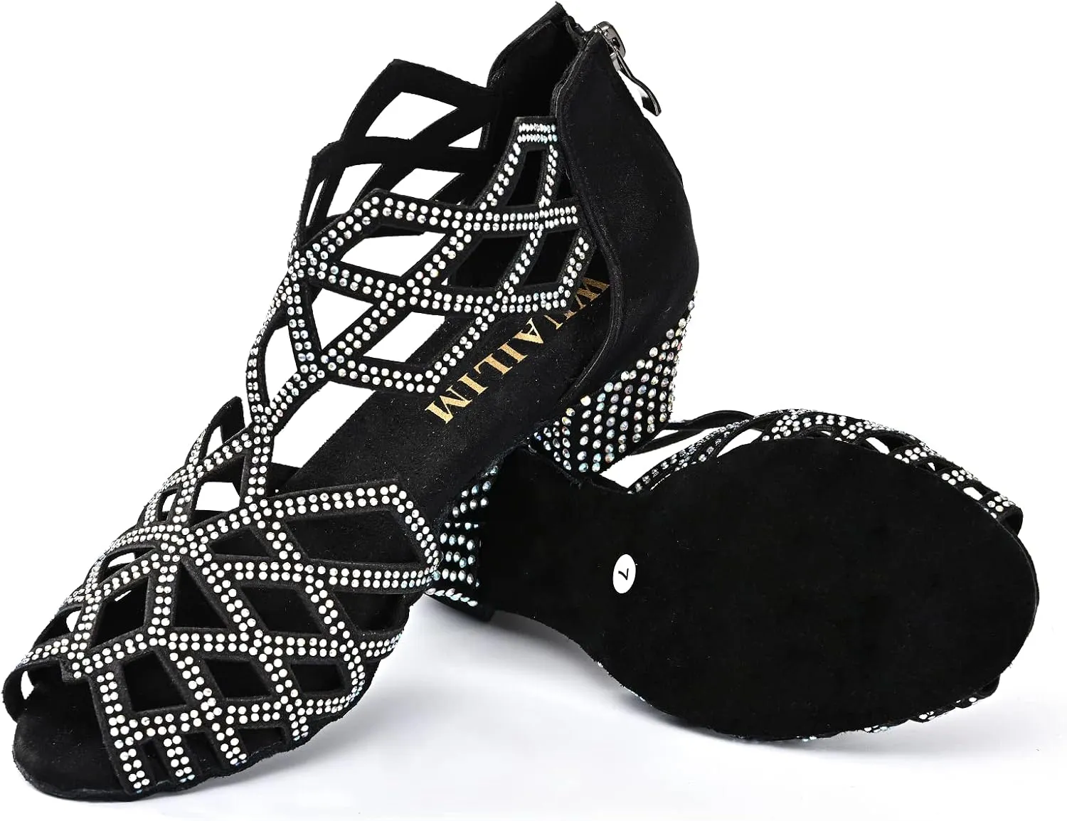Women's Ballroom Rhinestone Dance Shoes, Latin Salsa Bachata Practice Performance Dancer Shoes